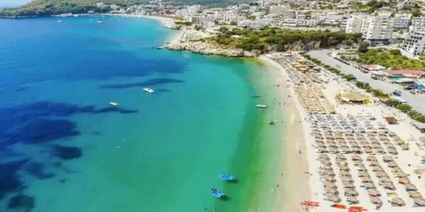 Himara beach areal view