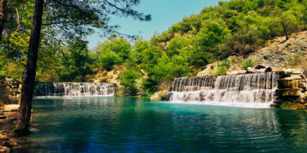 Albania waterfalls at the confluence of rivers