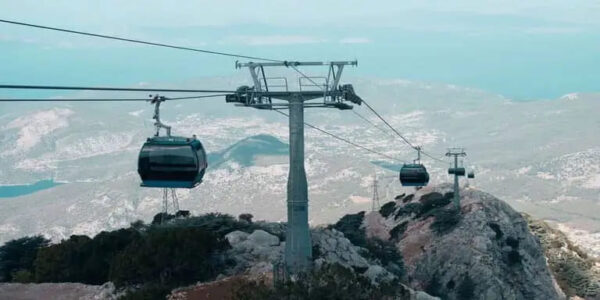 Cable car top on mountains